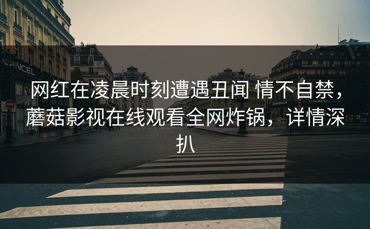 网红在凌晨时刻遭遇丑闻 情不自禁，蘑菇影视在线观看全网炸锅，详情深扒